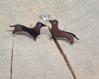 Sterling Silver Sausage Dog Stud Earrings: Handmade Dachshund Jewelry