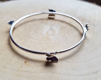 Sterling Silver Butterfly Bangle: Handmade Nature Jewelry