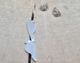Parrot Sterling Silver Stud Earrings: Animal Bird Jewelry