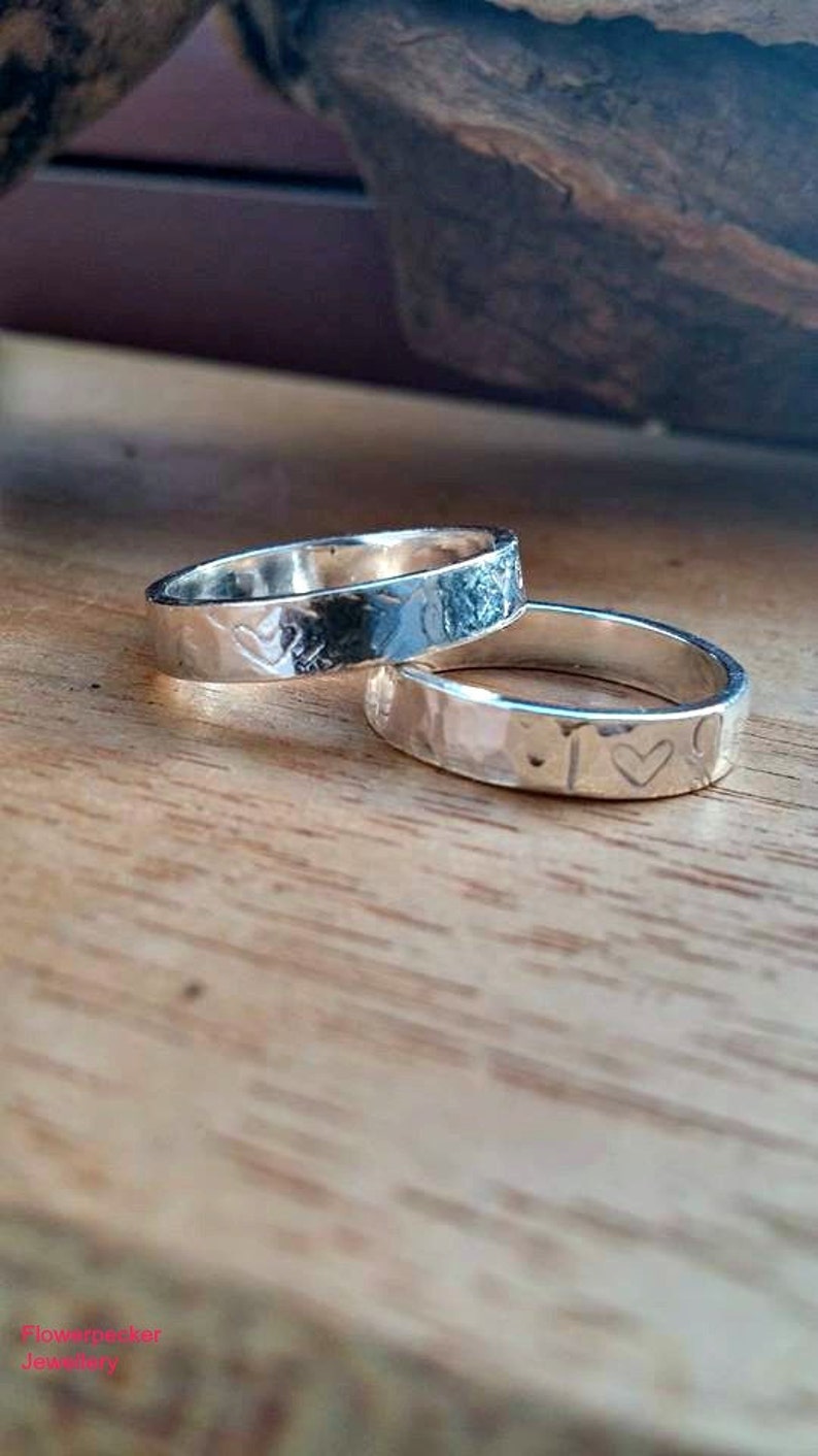 Message ring Sterling silver ring Personalized ring Hand stamped ring Custom ring Stacking ring hammered ring Band ring image 3