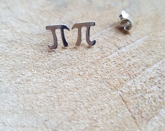 Sterling Silver Pi Stud Earrings: Handmade Math Jewelry