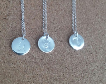 Zodiac sign necklace pendant sterling silver