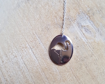 Sterling Silver Flamingo Necklace: Bird Pendant Jewelry