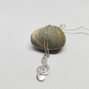 Sterling Silver Treble Clef Necklace: Music Note Pendant