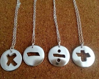 Math symbol silver necklace, Teacher's Gift, Math Graduation Gift