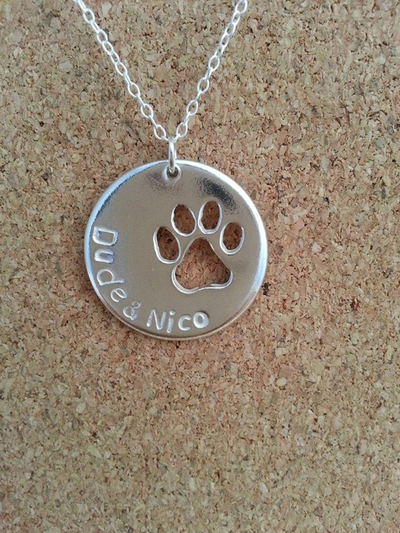 Dog Paw Print Necklace Sterling Silver, Animal Jewellery, Memorial