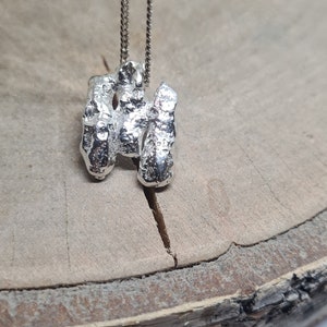 Molten bars necklace sterling silver,  Unique minimalist jewellery