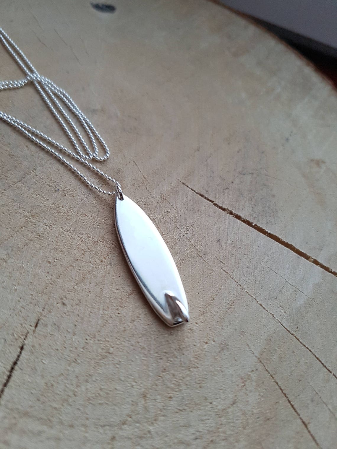 Silver Surfboard Necklace Surfboard Pendant Gift for Him Etsy