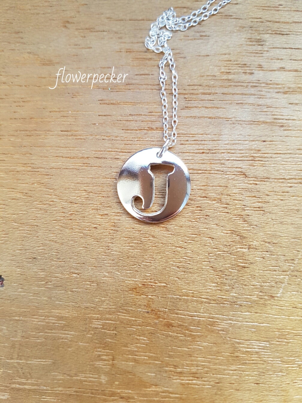 Letter J Initial Necklace Sterling Silver Pendant Initial Etsy UK