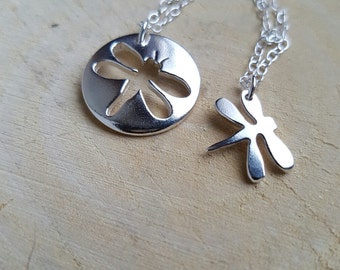 Sterling Silver Dragonfly Necklace, Handmade Minimalist Jewelry