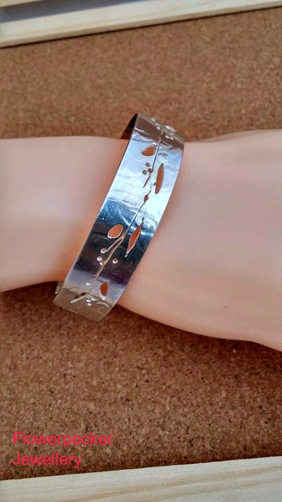 Bracelet Manchette En Argent Sterling Avec Motif Feuilles – Style élégant Et Intemporel
