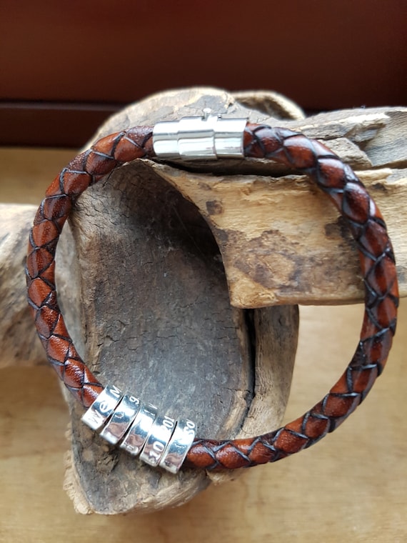 Custom Engraved Bracelet for Men Leather Bracelet for Dad Gift  Etsy