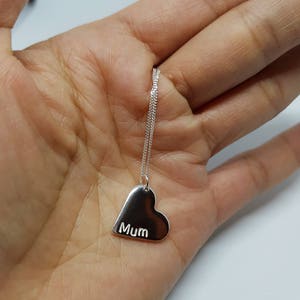 Sterling Silver Mum Necklace: Heart Pendant, New Mom Gift