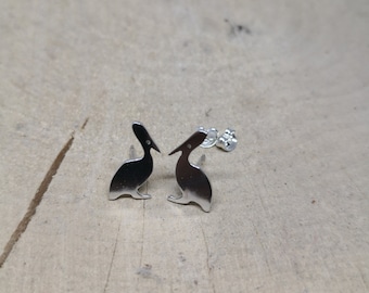 Pelican stud earrings sterling silver