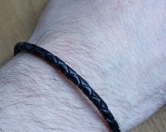 Braided Leather Bracelet: Handmade Men&#39;s Gift, Silver Clasp