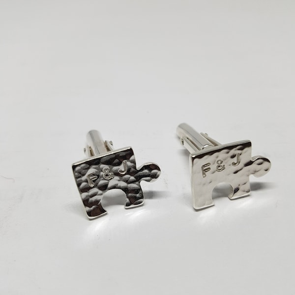 Jigsaw Cuff links, Sterling Silver Cuff links, Wedding Gift, Groom Gift, Personalized Cuff links, Bestman Cuff links, Gift for Him