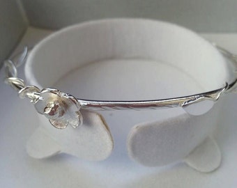 Flower bangle Leaf Bangle Bracelet Sterling Silver Bangle Silver Bangle Nature Jewellery Gift for her sterling bangle