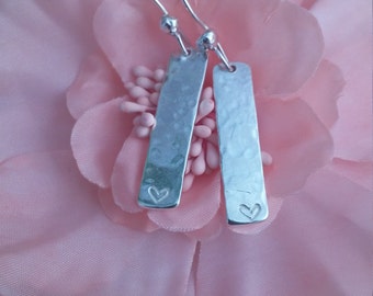 Rectangular silver dangle earrings, Minimalist Jewellery, Gift for her