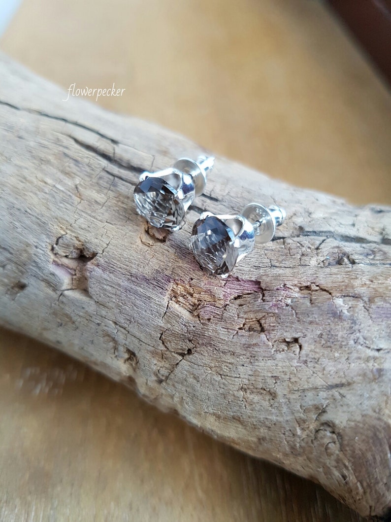 Silver Quartz Stud Earrings Gemstone Birthstone Quartz Jewelry - Etsy UK