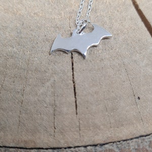 Sterling Silver Bat Necklace: Gothic Minimalist Pendant