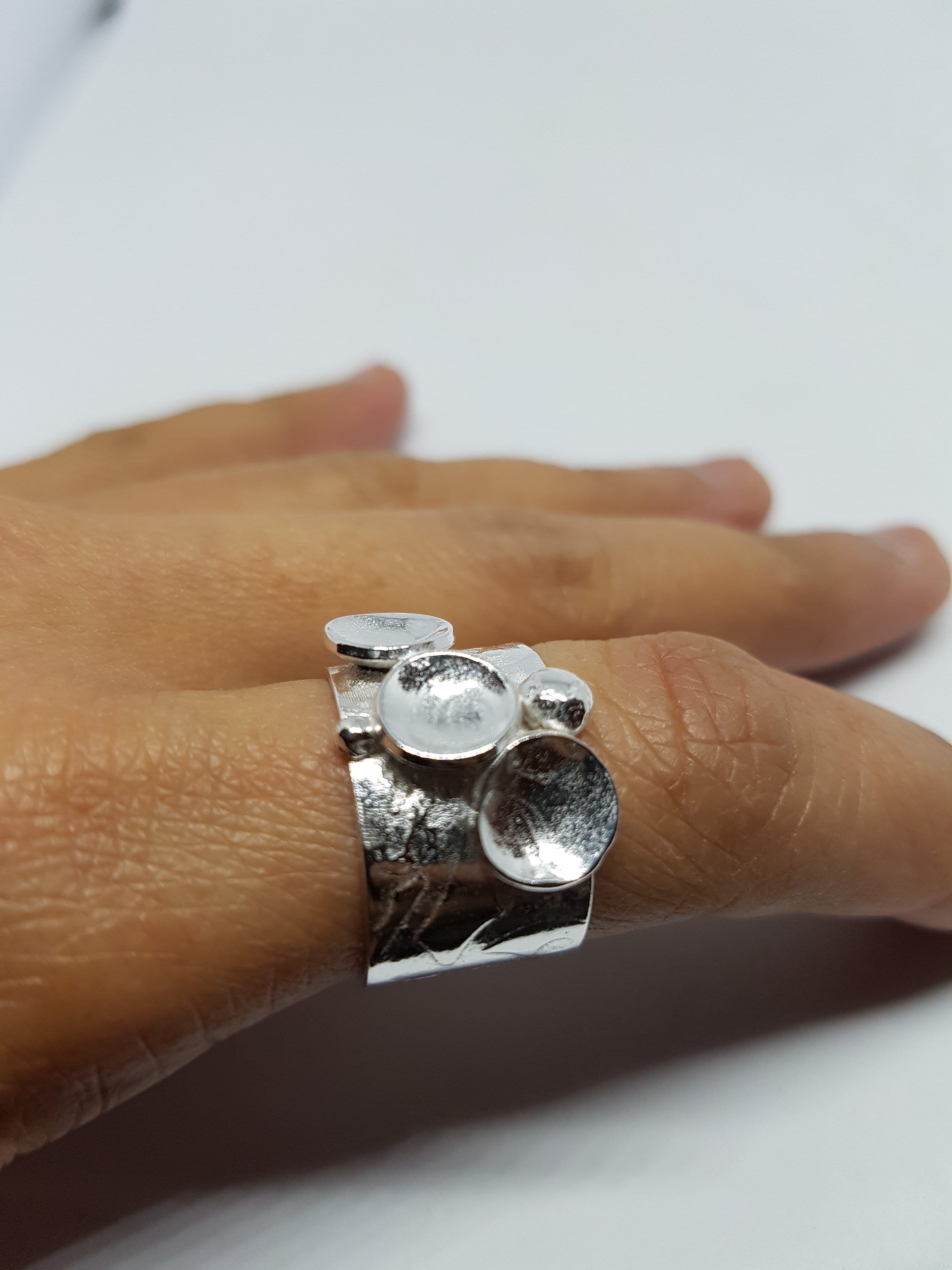 Sterling Silver Wide Band Statement Ring - Etsy