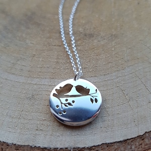 Sterling Silver Lovebird Necklace: Hand Pierced Bird Pendant