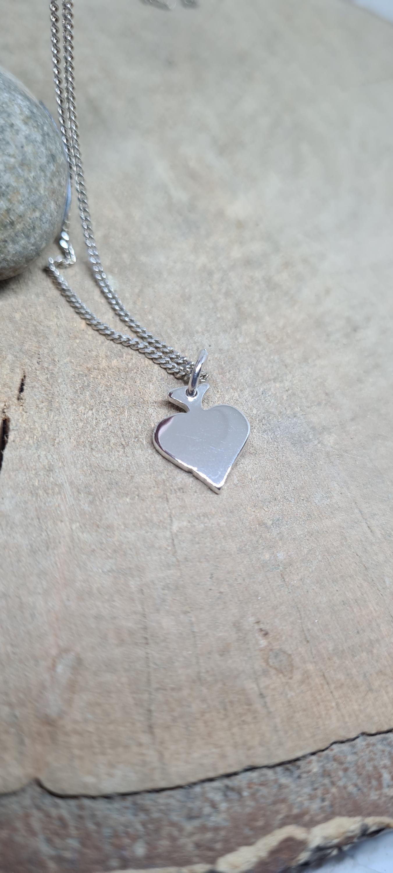 Bungsa Poker Karte Anhänger Edelstahl - Pik Ass Dog Tag Silber/Schwarz