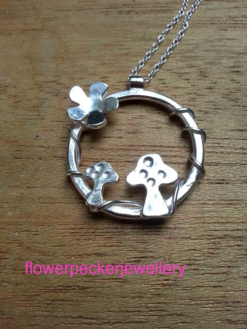 Mushroom necklace in sterling silver image 1