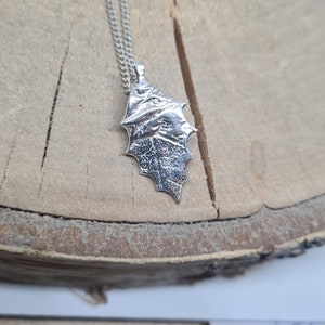 Silver molten leaf necklace, Woodland jewellery, Gift for her, Mother&#39;s day gift, Nature jewellery