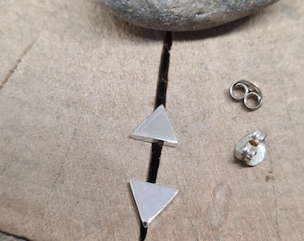 Sterling Silver Triangle Stud Earrings: Geometric Minimalist Jewelry