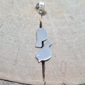 Sterling silver bird stud earrings, Animal stud earrings