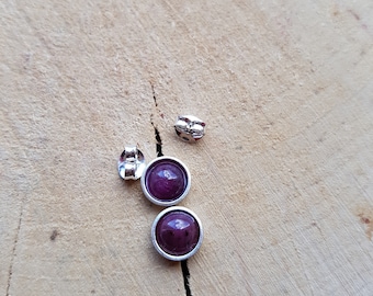 Roter Rubin Sterlingsilber Ohrstecker: Natürlicher Edelstein, 6 mm