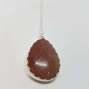 Sandstone Sterling Silver Necklace: Handmade Floral Pendant, 18in Chain