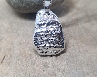 Organic Recycled Sterling Silver Necklace, Handmade Pendant