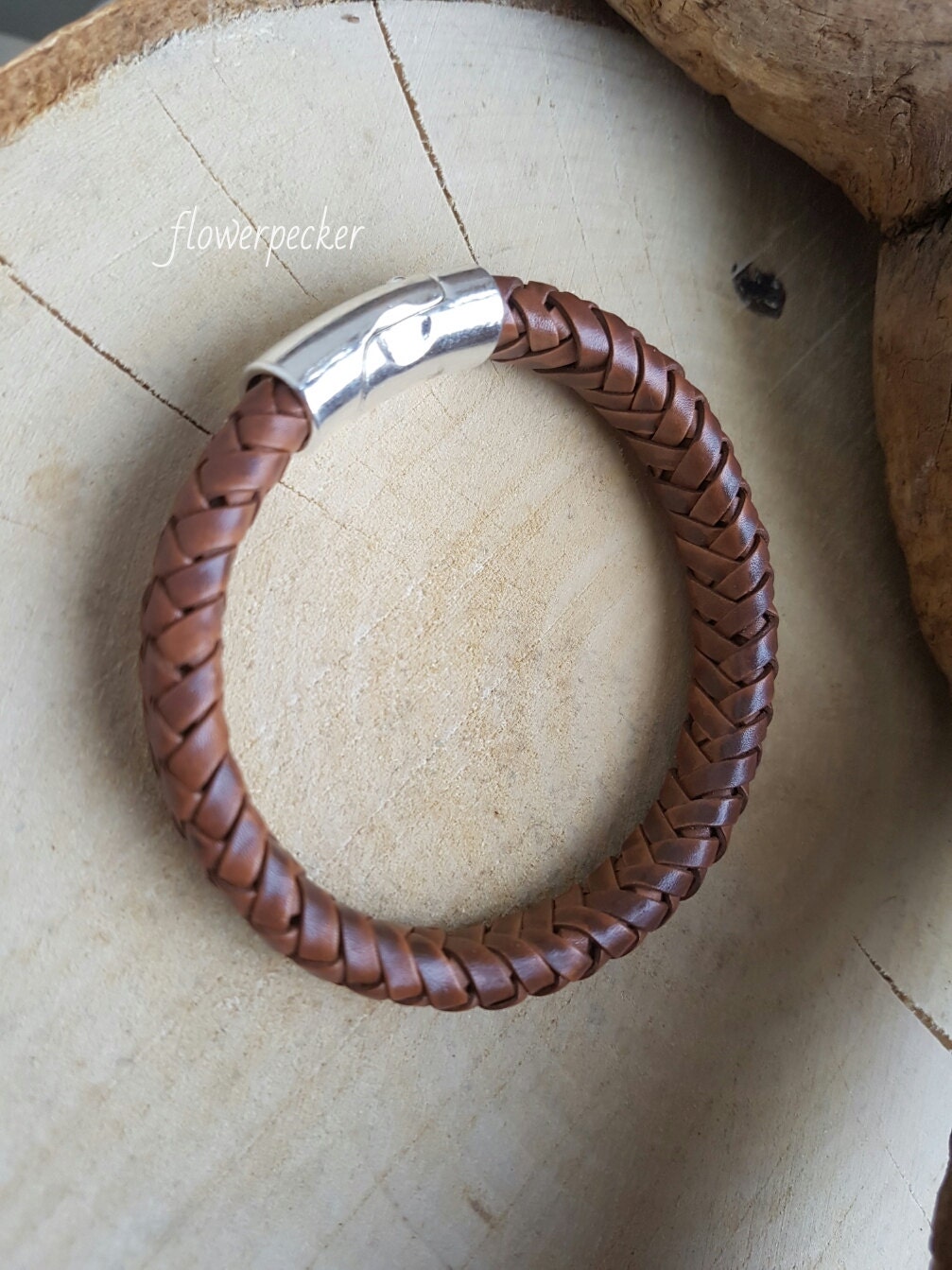 Mens Leather Braided Bracelet Brown Braided Bracelet Boyfriend - Etsy UK