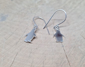 Sterling Silver Penguin Dangle Earrings: Handmade Lightweight Jewelry