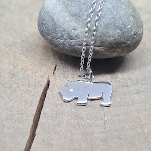 Rhino sterling silver necklace,