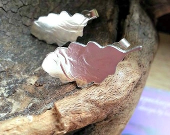 Leaf Stud Earrings in Sterling Silver, Gift for her, Bridesmaid Gift