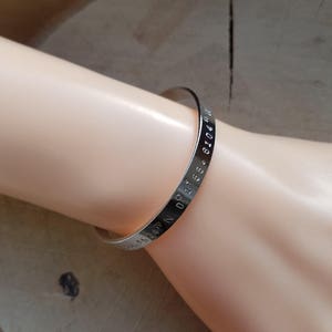 Sterling Silver Coordinates Cuff Bangle: Personalized Engraved Bracelet