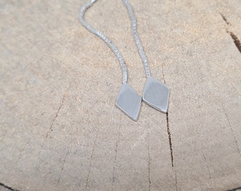 Diamantform Einfädler Ohrringe, Einfädler Ohrringe in Sterling Silber