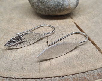 Sterling Silver Leaf Dangle Earrings: Mismatched Design