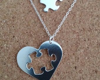 Jigsaw heart necklace sterling silver