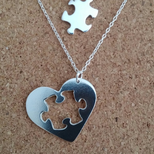 Jigsaw heart necklace sterling silver