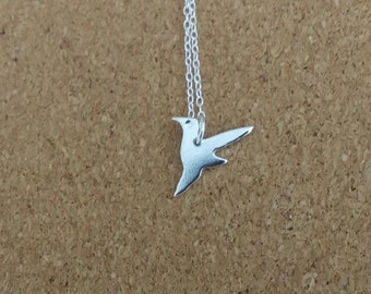 Hummingbird necklace, Bird necklace, Hummingbird, Necklace,Silver necklace, Silver bird necklace, Charm necklace, Nature necklace, Bird gift