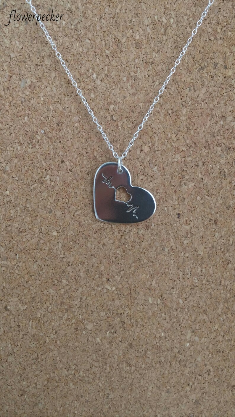 Nurse Sterling necklace Heartbeat necklace Ekg Gift for her Ecg Nurse gift Heart necklace Valentine jewelry Medical necklace