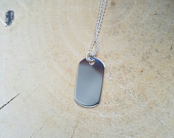 Dog Tag Personalised Dog Tag Necklace Sterling Silver Pendant Boyfriend Gift Dog Tag Dog Tag Hand stamped Jewellery Mens Jewellery