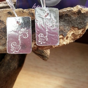 Hand Stamped Leaf Sterling Silver Dangle Earrings