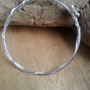 Flower bangle bracelet sterling silver, Gift for her