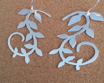 Silver Leaf Statement  Earrings