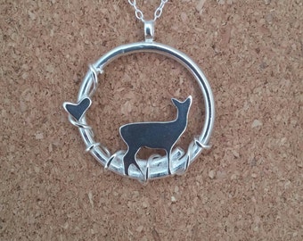 Deer Necklace, Sterling Silver Deer, Fawn Pendant, Woodland Jewelry, Fawn Pendant, Stag, Animal necklace, Deer gift